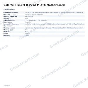 Colorful H610M-D V20A M-ATX Motherboard