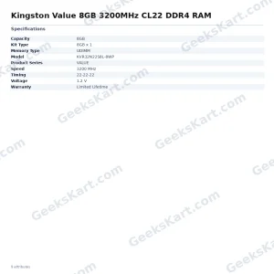 Kingston Value 8GB 3200MHz CL22 DDR4 RAM