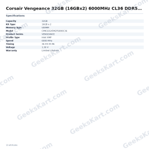 Corsair Vengeance 32GB (16GBx2) 6000MHz CL36 DDR5 RAM