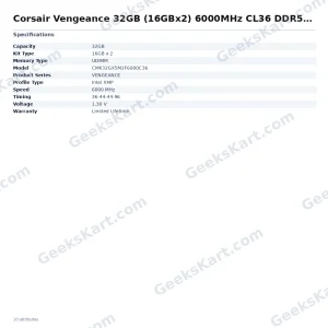 Corsair Vengeance 32GB (16GBx2) 6000MHz CL36 DDR5 RAM