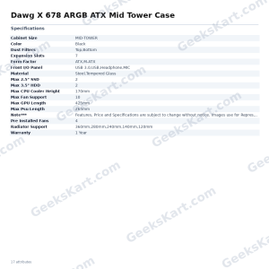 Dawg X 678 ARGB ATX Mid Tower Case