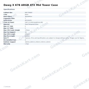 Dawg X 678 ARGB ATX Mid Tower Case