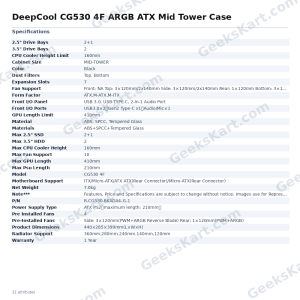DeepCool CG530 4F ARGB ATX Mid Tower Case