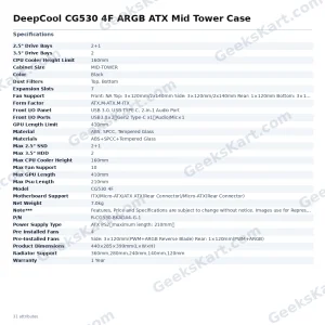 DeepCool CG530 4F ARGB ATX Mid Tower Case