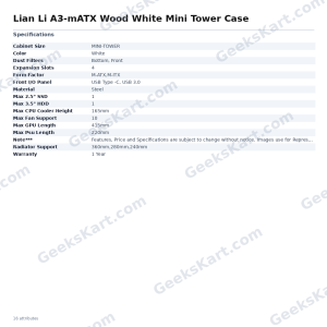 Lian Li A3-mATX Wood White Mini Tower Case