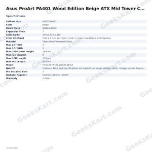 Asus ProArt PA401 Wood Edition Beige ATX Mid Tower Case