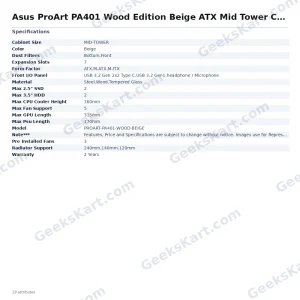 Asus ProArt PA401 Wood Edition Beige ATX Mid Tower Case