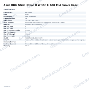 Asus ROG Strix Helios II White E-ATX Mid Tower Case
