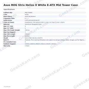 Asus ROG Strix Helios II White E-ATX Mid Tower Case