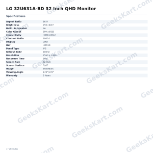 LG 32U631A-BD 32 Inch QHD Monitor