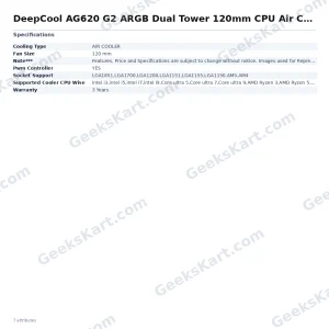 DeepCool AG620 G2 ARGB Dual Tower 120mm CPU Air Cooler