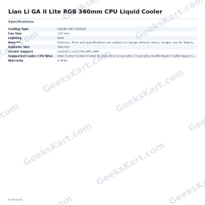 Lian Li GA II Lite RGB 360mm CPU Liquid Cooler