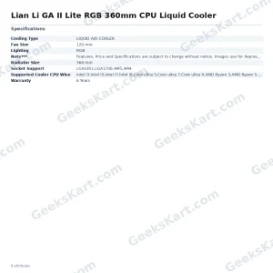 Lian Li GA II Lite RGB 360mm CPU Liquid Cooler