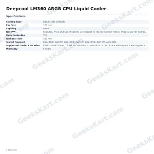 Deepcool LM360 ARGB CPU Liquid Cooler