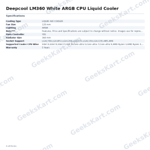 Deepcool LM360 White ARGB CPU Liquid Cooler