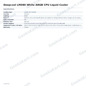 Deepcool LM360 White ARGB CPU Liquid Cooler