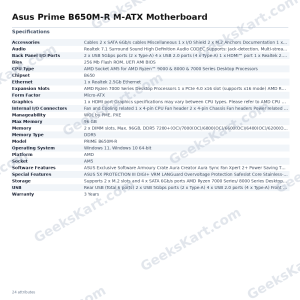 Asus Prime B650M-R M-ATX Motherboard
