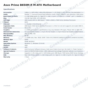 Asus Prime B650M-R M-ATX Motherboard