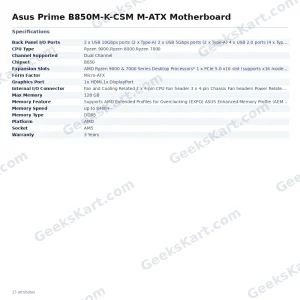 Asus Prime B850M-K-CSM M-ATX Motherboard