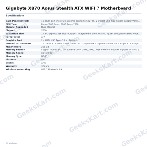 Gigabyte X870 Aorus Stealth ATX WIFI 7 Motherboard