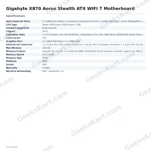 Gigabyte X870 Aorus Stealth ATX WIFI 7 Motherboard
