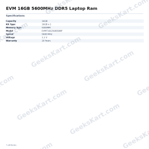 EVM 16GB 5600MHz DDR5 Laptop Ram