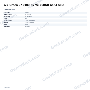 WD Green SN3000 NVMe 500GB Gen4 SSD