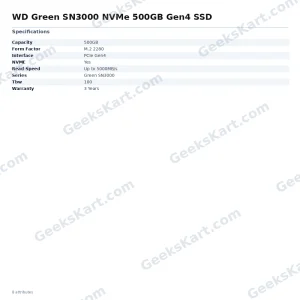 WD Green SN3000 NVMe 500GB Gen4 SSD