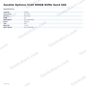 Sandisk Optimus 5100 500GB NVMe Gen4 SSD