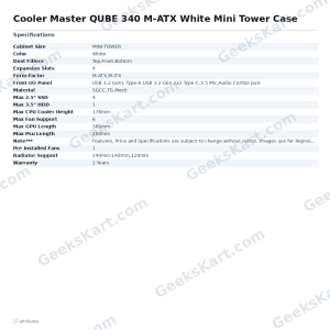 Cooler Master QUBE 340 M-ATX White Mini Tower Case