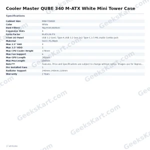 Cooler Master QUBE 340 M-ATX White Mini Tower Case