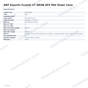 ANT Esports Crystal X7 ARGB ATX Mid Tower Case