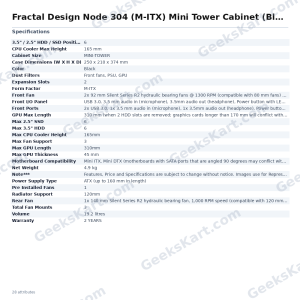 Fractal Design Node 304 (M-ITX) Mini Tower Cabinet (Black)
