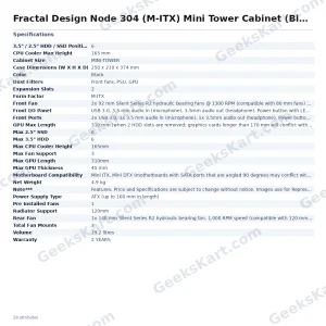 Fractal Design Node 304 (M-ITX) Mini Tower Cabinet (Black)