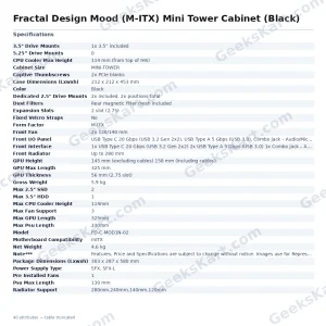 Fractal Design Mood (M-ITX) Mini Tower Cabinet (Black)