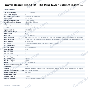 Fractal Design Mood (M-ITX) Mini Tower Cabinet (Light Gray)