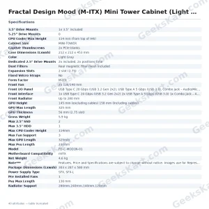 Fractal Design Mood (M-ITX) Mini Tower Cabinet (Light Gray)