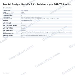 Fractal Design Meshify 3 XL Ambience pro RGB TG Light Tint SSI-EEB Full Tower Case