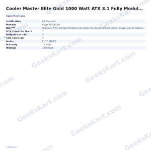 Cooler Master Elite Gold 1000 Watt ATX 3.1 Fully Modular Smps