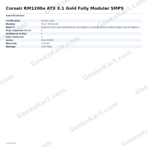 Corsair RM1200e ATX 3.1 Gold Fully Modular SMPS