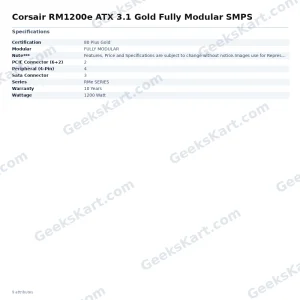 Corsair RM1200e ATX 3.1 Gold Fully Modular SMPS