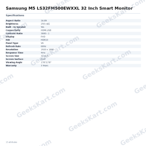 Samsung M5 LS32FM500EWXXL 32 Inch Smart Monitor