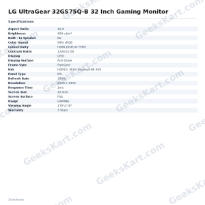 LG UltraGear 32GS75Q-B 32 Inch Gaming Monitor