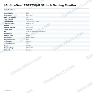 LG UltraGear 32GS75Q-B 32 Inch Gaming Monitor
