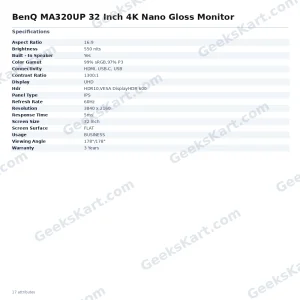 BenQ MA320UP 32 Inch 4K Nano Gloss Monitor