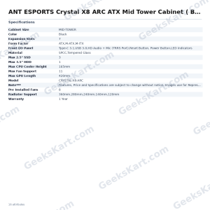 ANT ESPORTS Crystal X8 ARC ATX Mid Tower Cabinet ( Black )