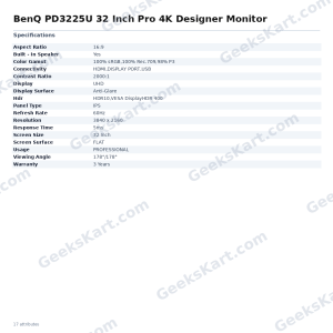 BenQ PD3225U 32 Inch Pro 4K Designer Monitor