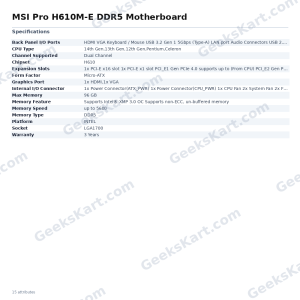 MSI Pro H610M-E DDR5 Motherboard