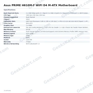 Asus PRIME H610M-F WIFI D4 M-ATX Motherboard