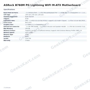 ASRock B760M PG Lightning WIFI M-ATX Motherboard
